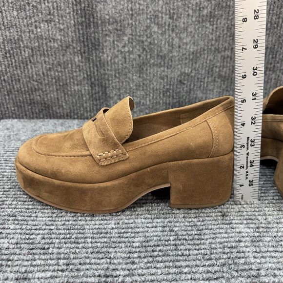 Dolce Vita Yanni Platform Penny Loafer Womens 7 Tan Chestnut Suede Block Heel - Picture 6 of 10